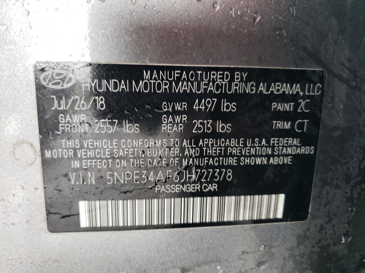 5NPE34AF6JH727378 2018 Hyundai Sonata Sport