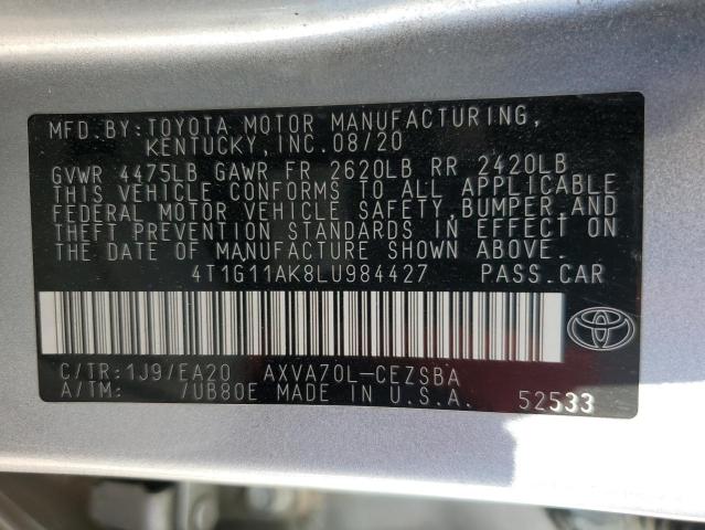 4T1G11AK8LU984427 Toyota Camry SE 12