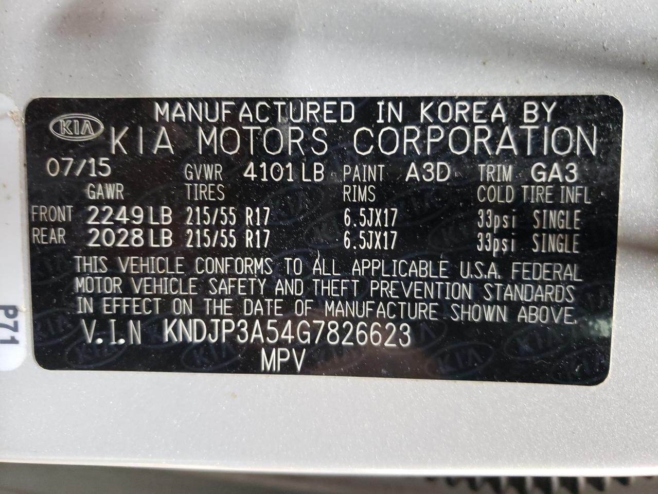 2016 Kia Soul + VIN: KNDJP3A54G7826623 Lot: 76499044