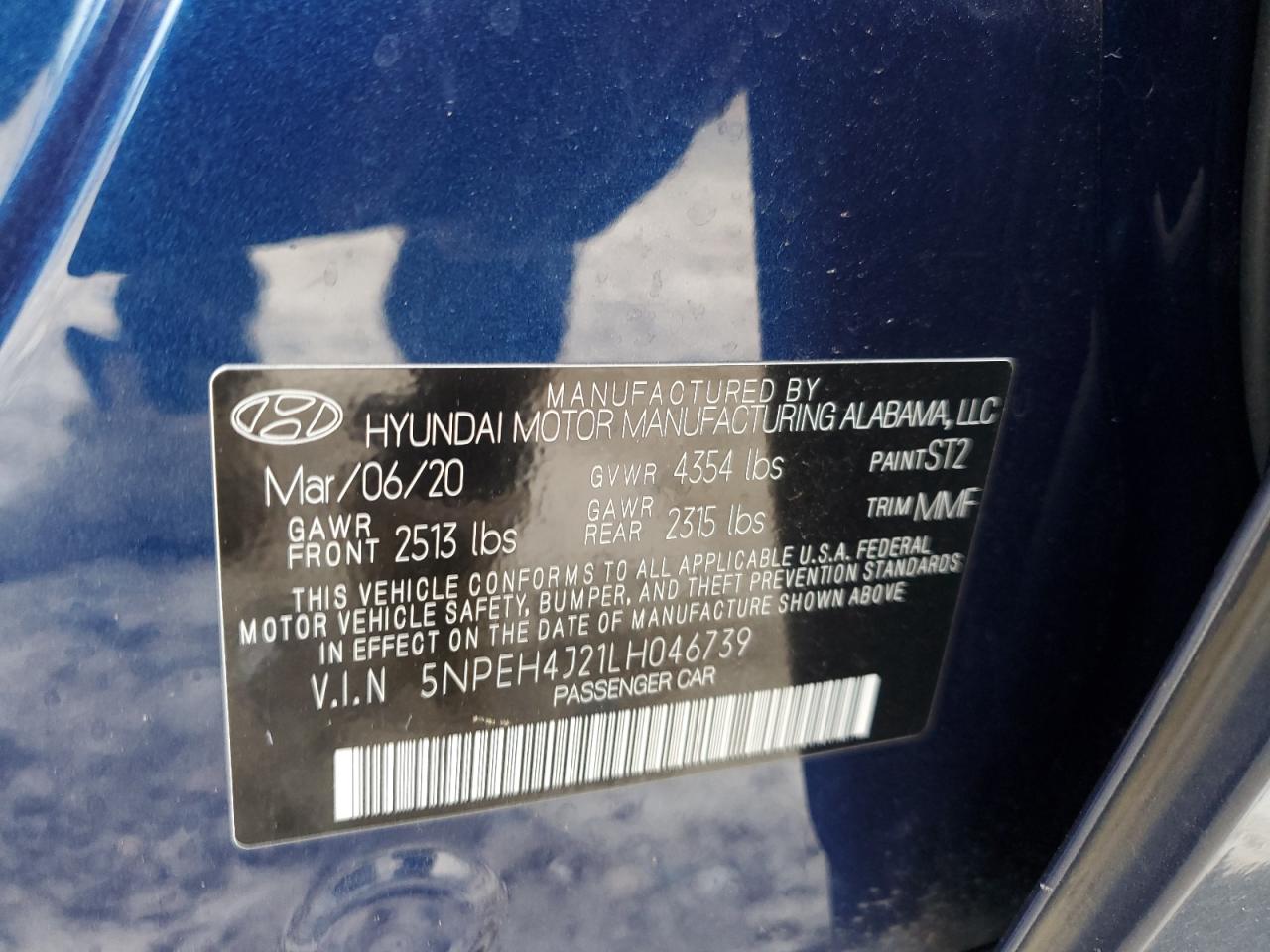 5NPEH4J21LH046739 2020 Hyundai Sonata Limited