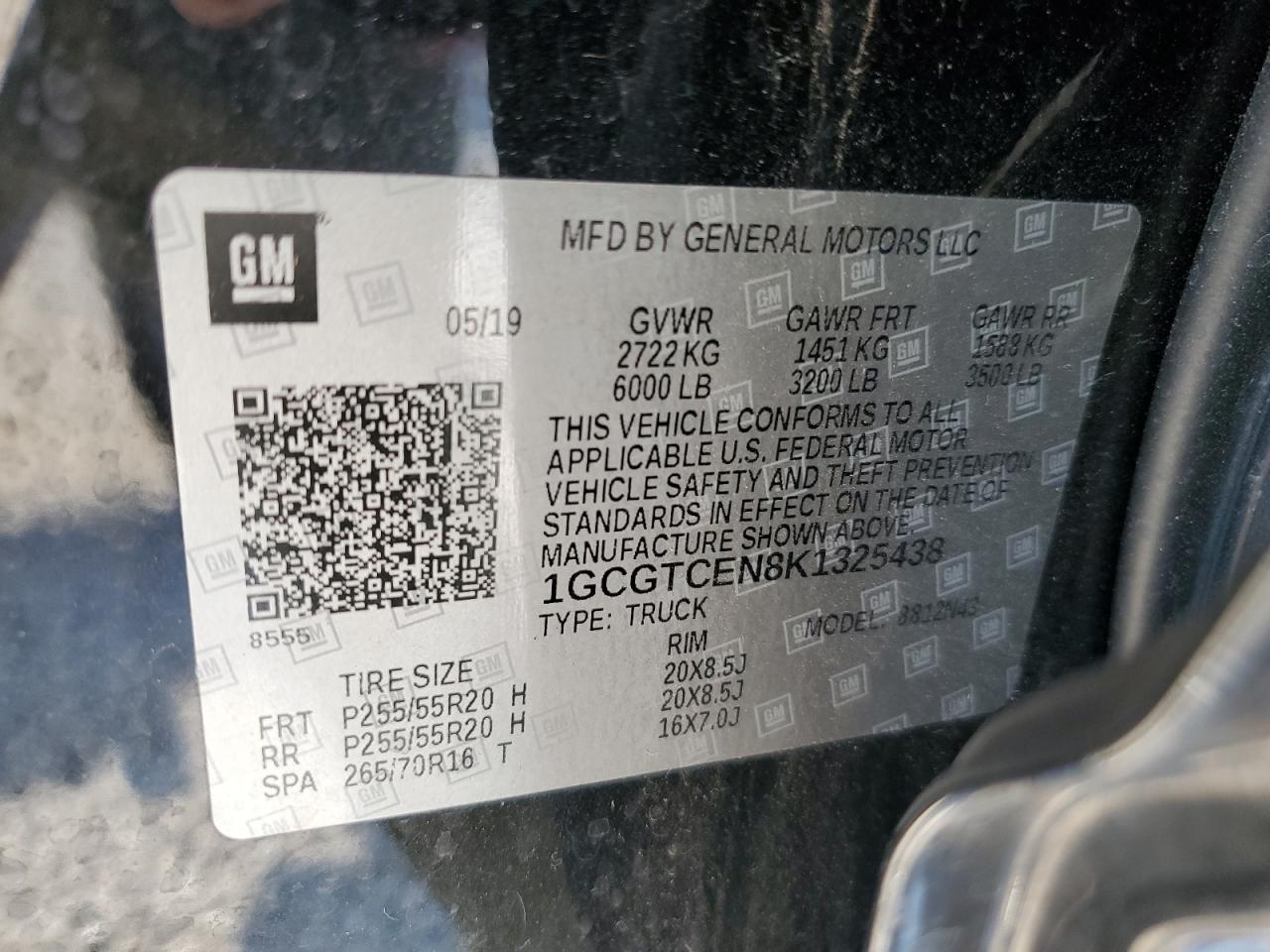 1GCGTCEN8K1325438 2019 Chevrolet Colorado Lt