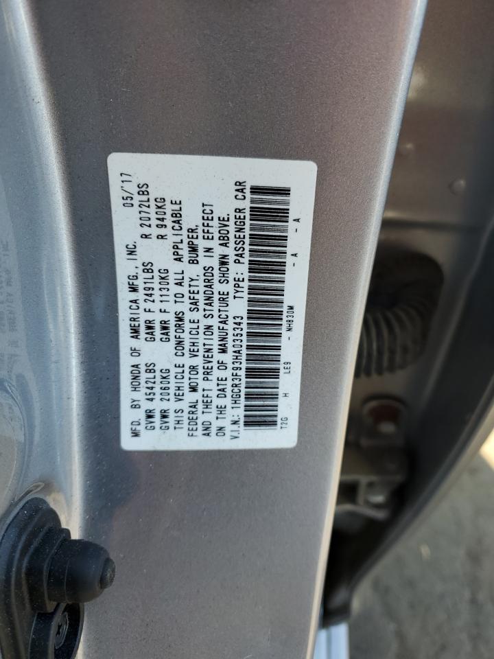 1HGCR3F93HA035343 2017 Honda Accord Touring