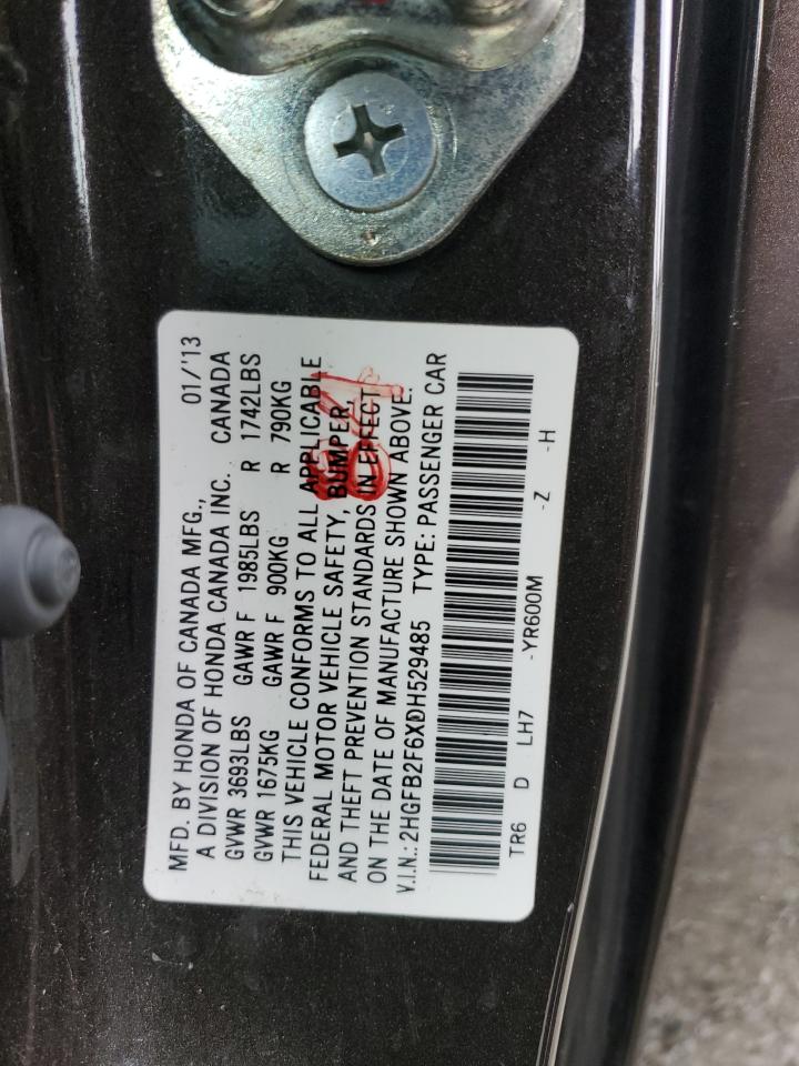 2HGFB2F6XDH529485 2013 Honda Civic Hf