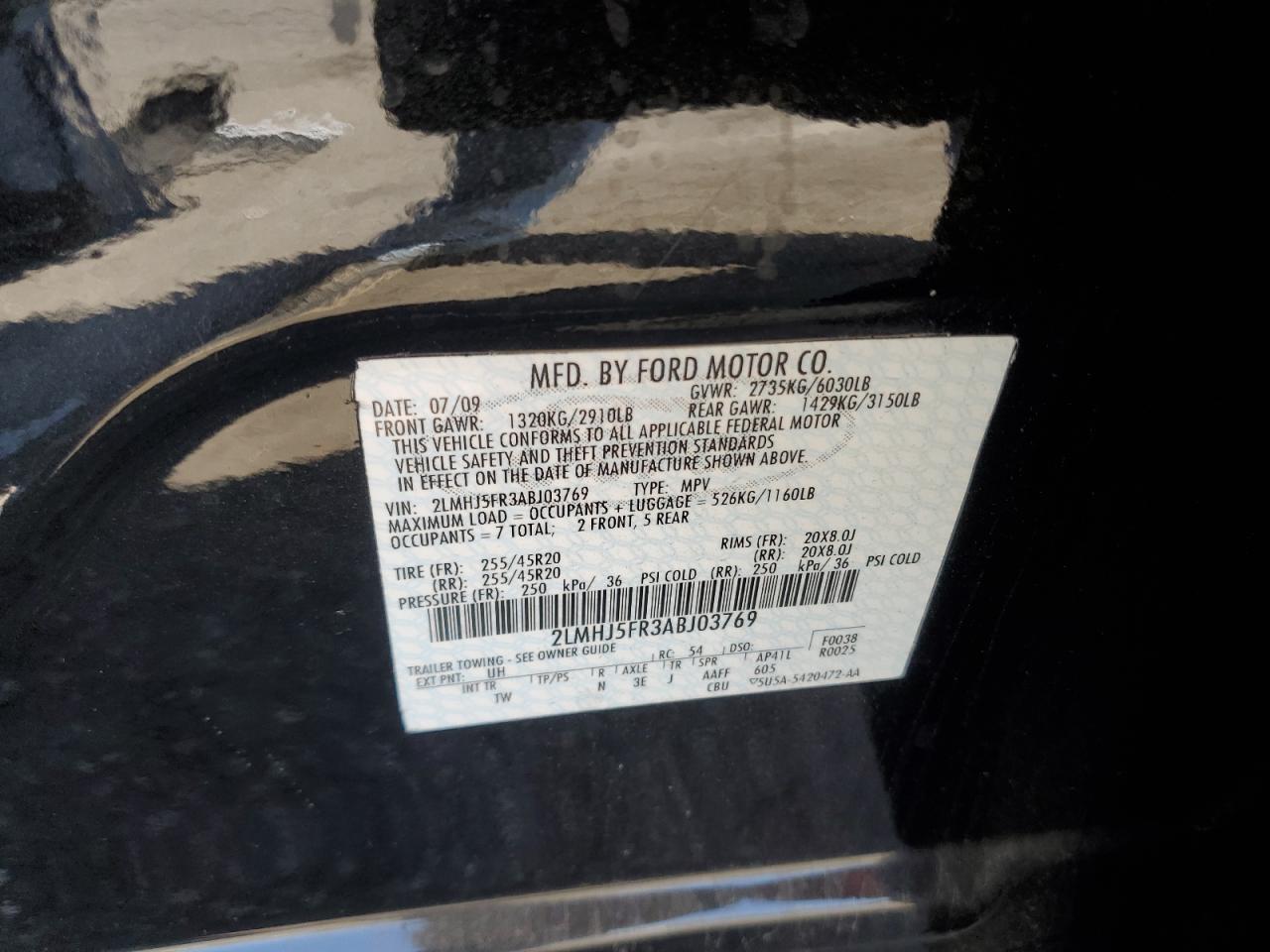 2LMHJ5FR3ABJ03769 2010 Lincoln Mkt