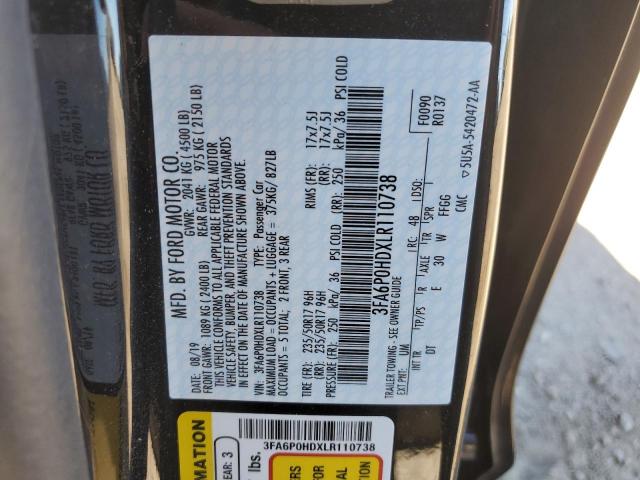 3FA6P0HDXLR110738 Ford Fusion SE 12