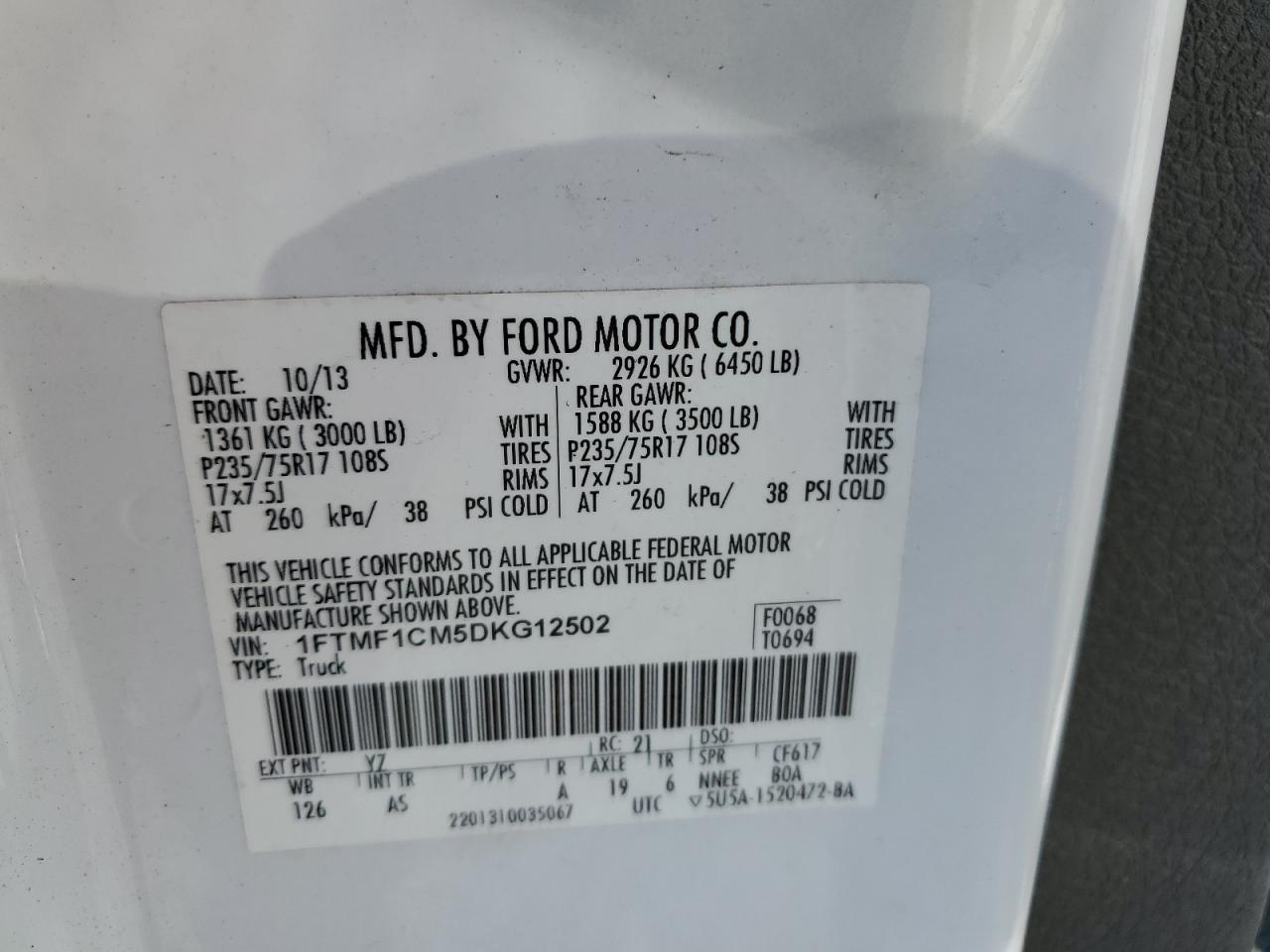 1FTMF1CM5DKG12502 2013 Ford F150