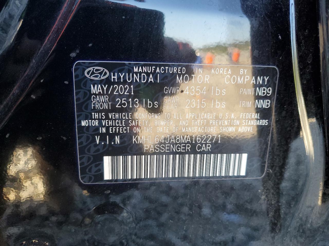 2021 Hyundai Sonata Sel VIN: KMHL64JA8MA162271 Lot: 74197854