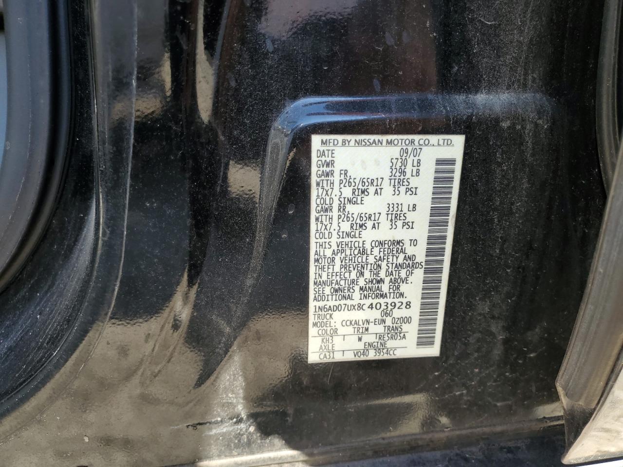 1N6AD07UX8C403928 2008 Nissan Frontier Crew Cab Le