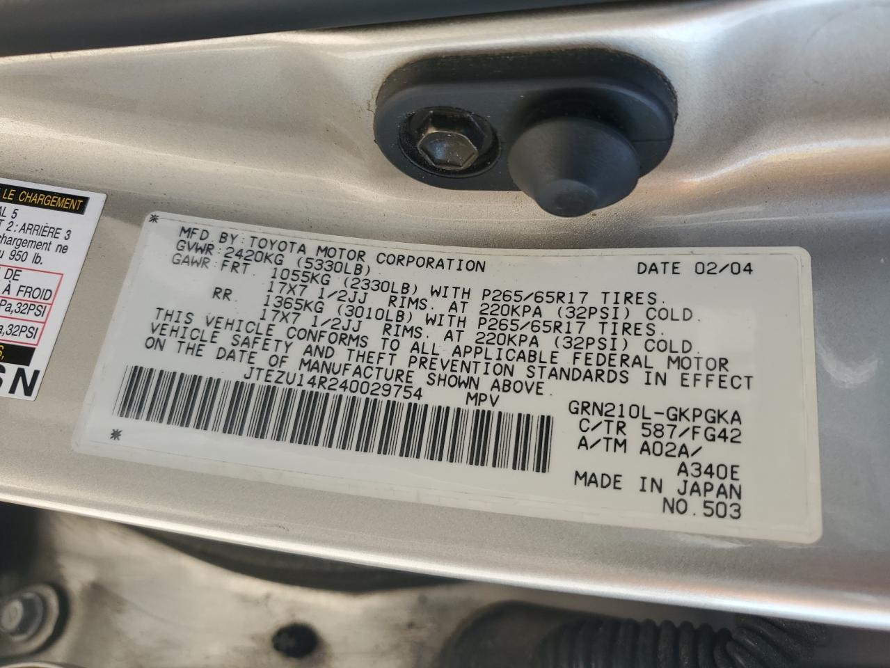 JTEZU14R240029754 2004 Toyota 4Runner Sr5