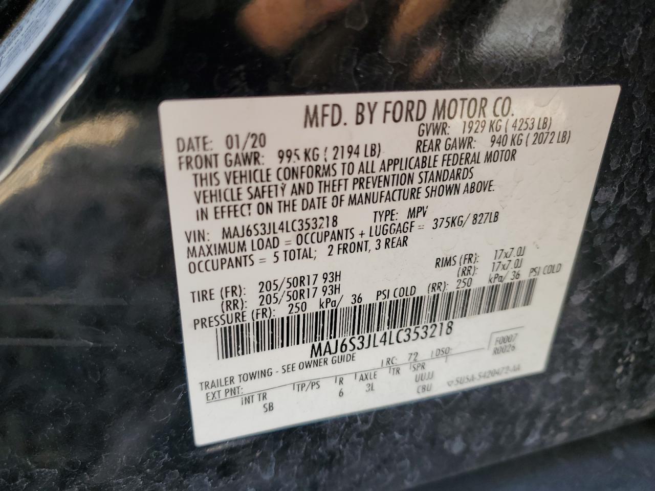 2020 Ford Ecosport Ses VIN: MAJ6S3JL4LC353218 Lot: 74709334