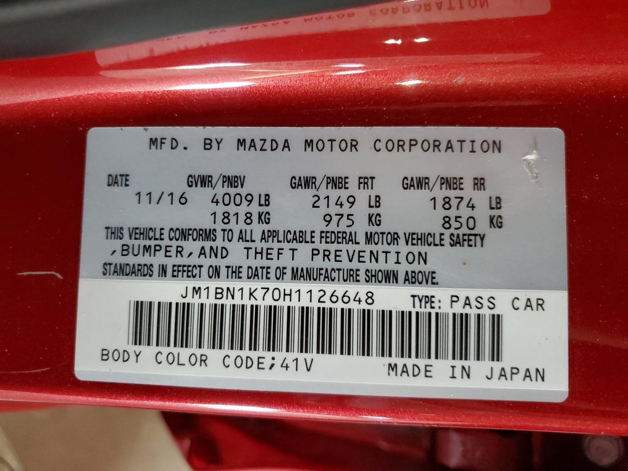 JM1BN1K70H1126648 2017 Mazda 3 Sport