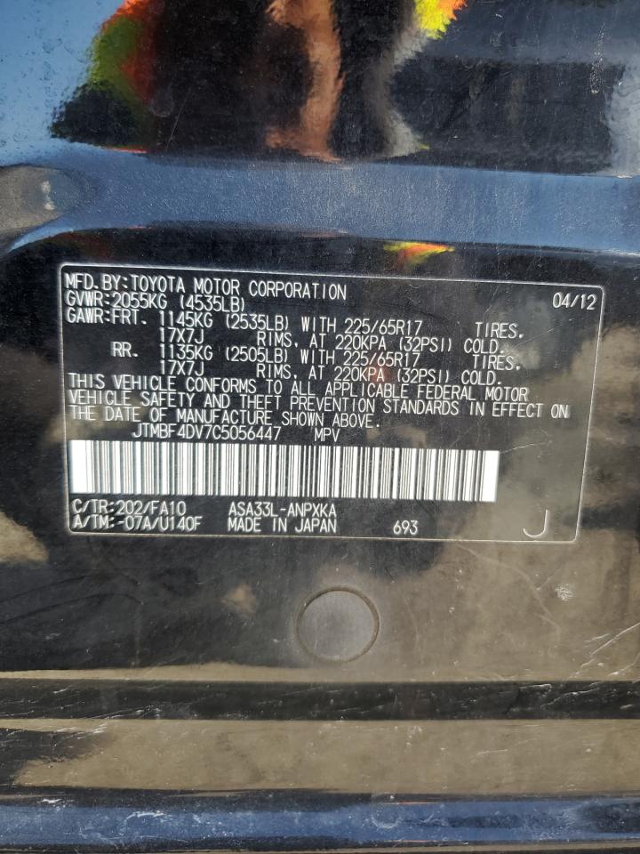 2012 Toyota Rav4 VIN: JTMBF4DV7C5056447 Lot: 76011974