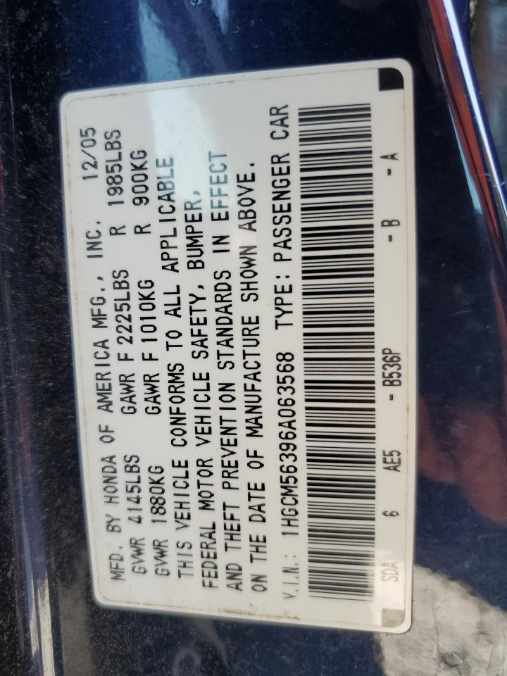 1HGCM56396A063568 2006 Honda Accord Se