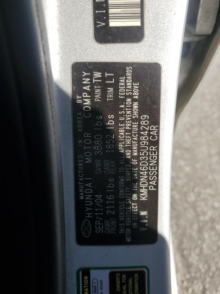 KMHDN46D35U984289 2005 Hyundai Elantra Gls