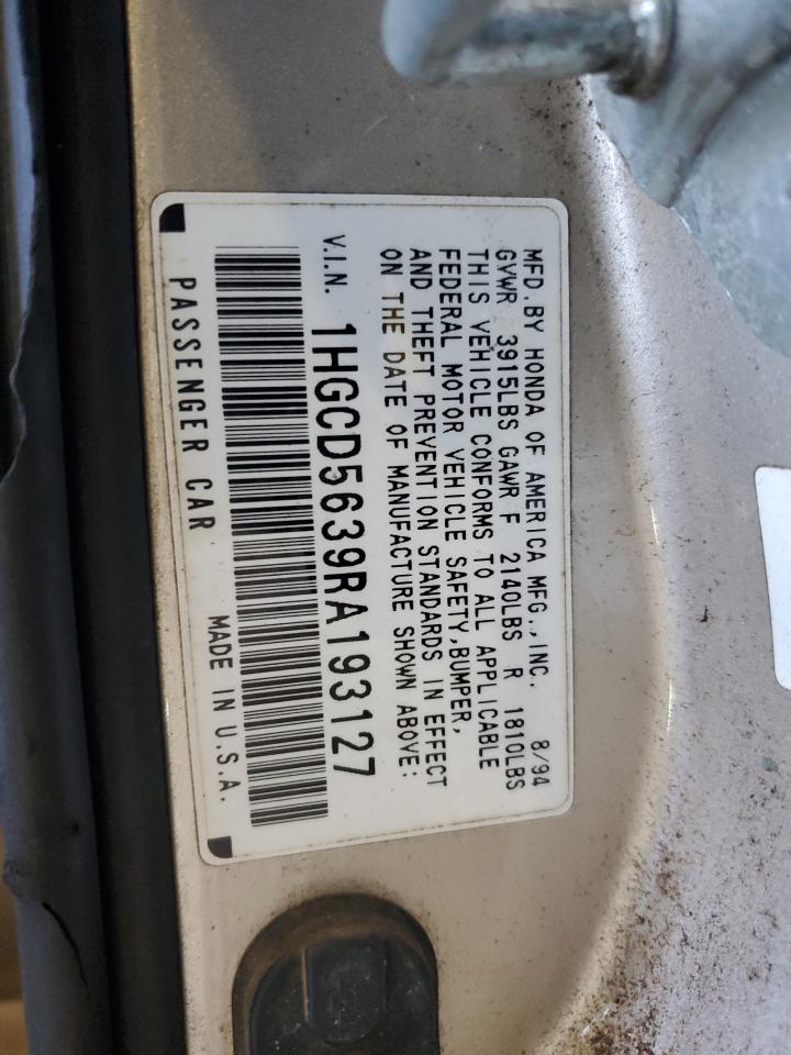 1HGCD5639RA193127 1994 Honda Accord Lx