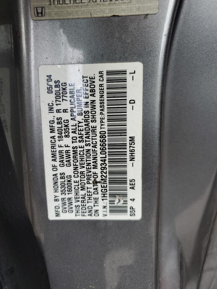 2004 Honda Civic Ex VIN: 1HGEM22934L066680 Lot: 73836494