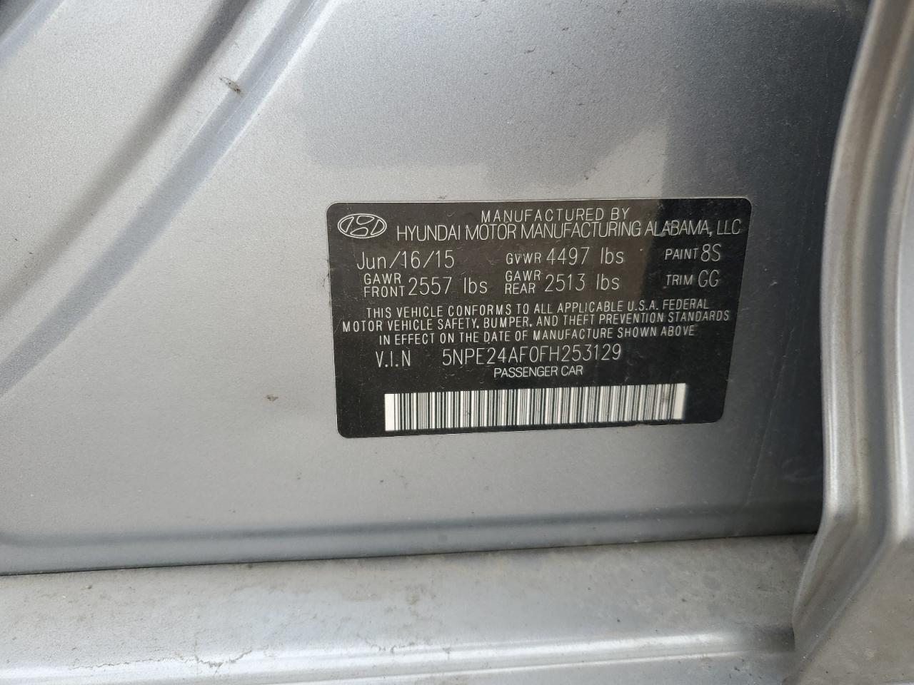 5NPE24AF0FH253129 2015 Hyundai Sonata Se