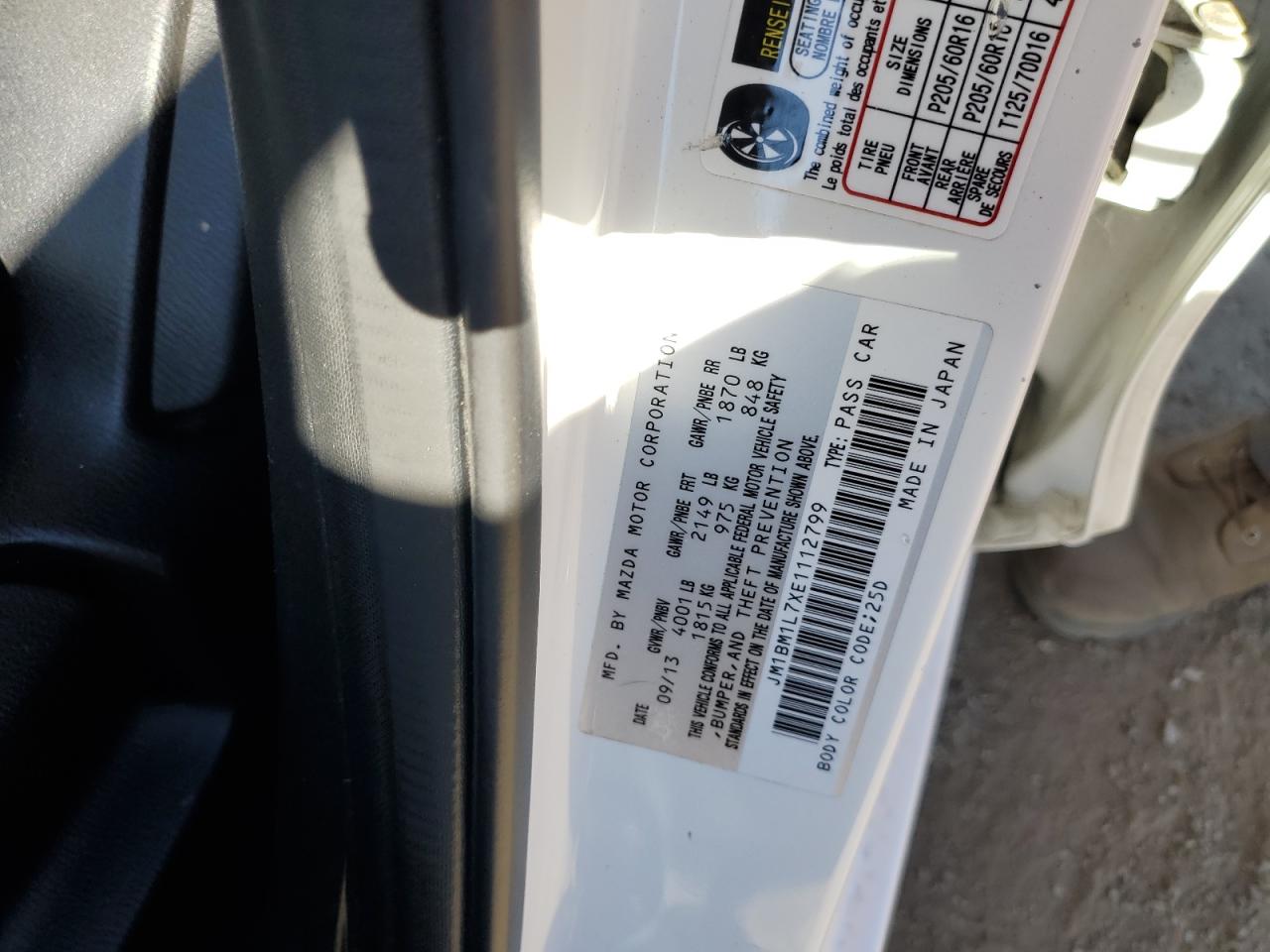 2014 Mazda 3 Touring VIN: JM1BM1L7XE1112799 Lot: 75026434