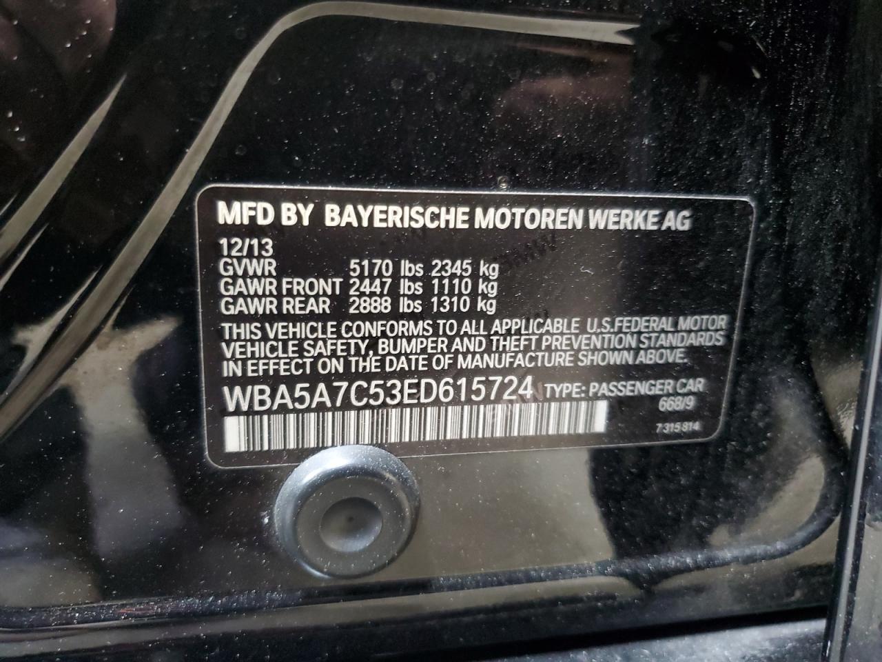 WBA5A7C53ED615724 2014 BMW 528 Xi