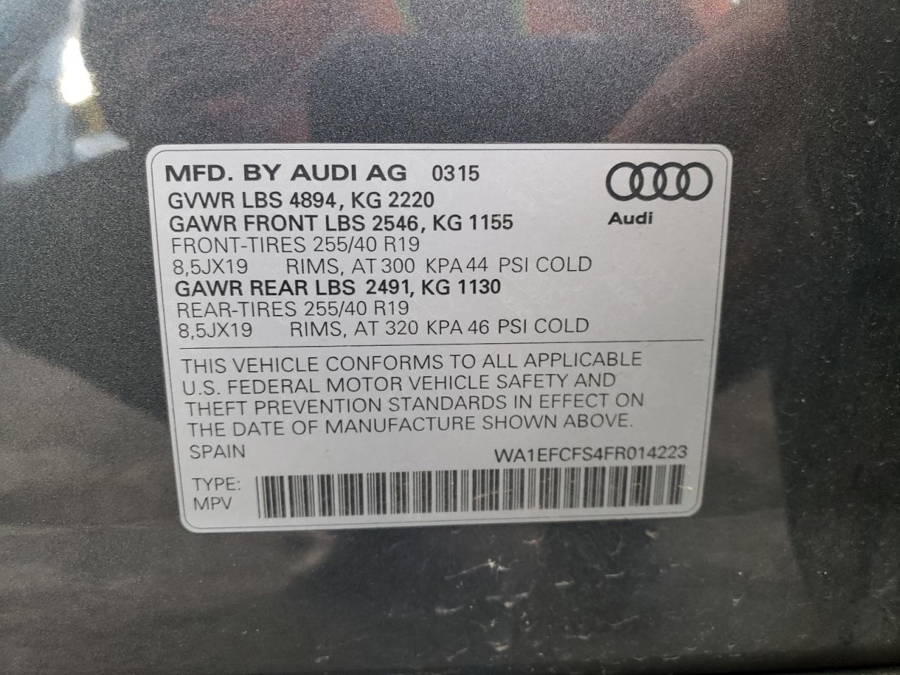 WA1EFCFS4FR014223 2015 Audi Q3 Premium Plus