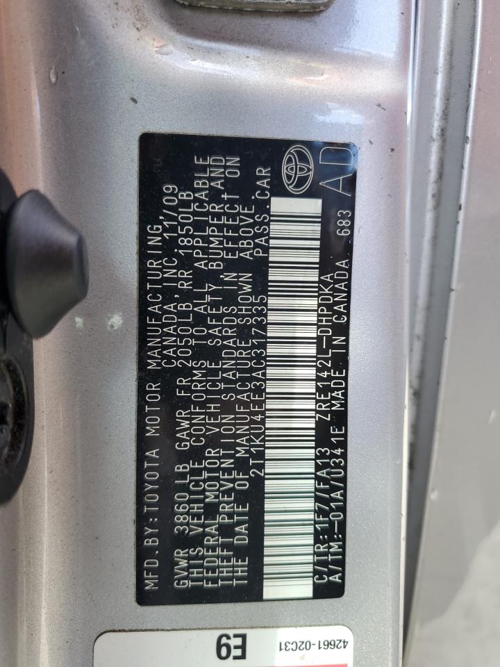 2010 Toyota Corolla Matrix VIN: 2T1KU4EE3AC317335 Lot: 73693064