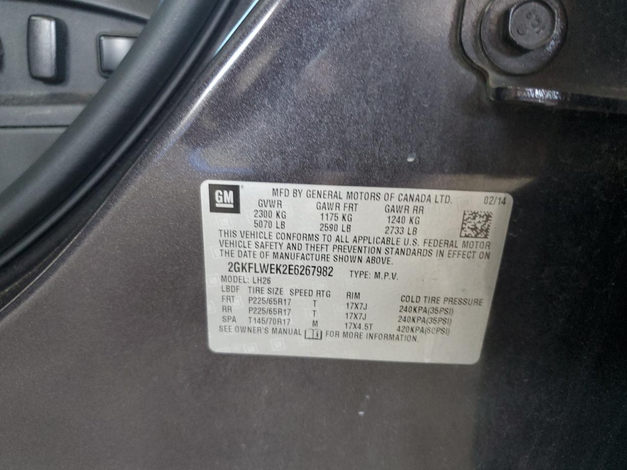 2014 GMC Terrain Sle VIN: 2GKFLWEK2E6267982 Lot: 78488934