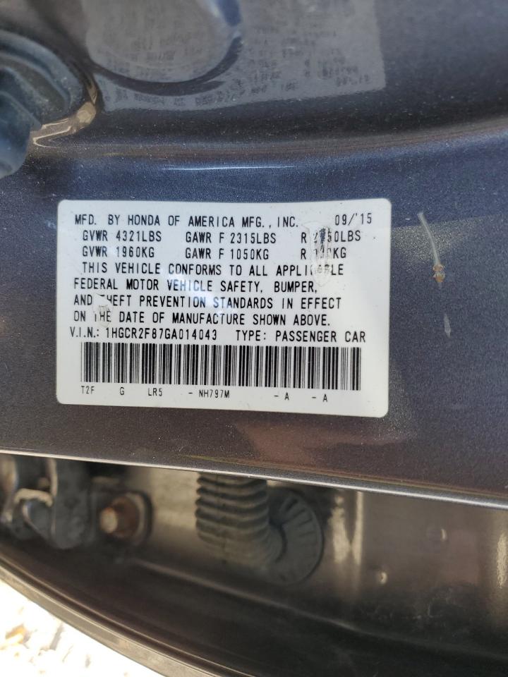 1HGCR2F87GA014043 2016 Honda Accord Exl