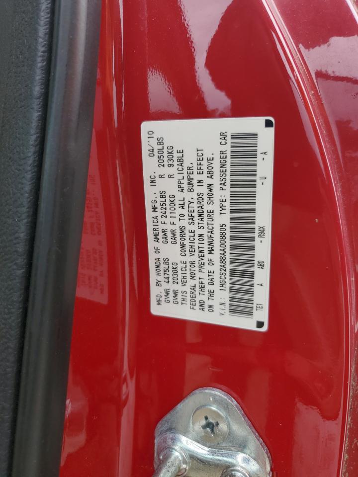2010 Honda Accord Exl VIN: 1HGCS2A88AA008805 Lot: 75289554