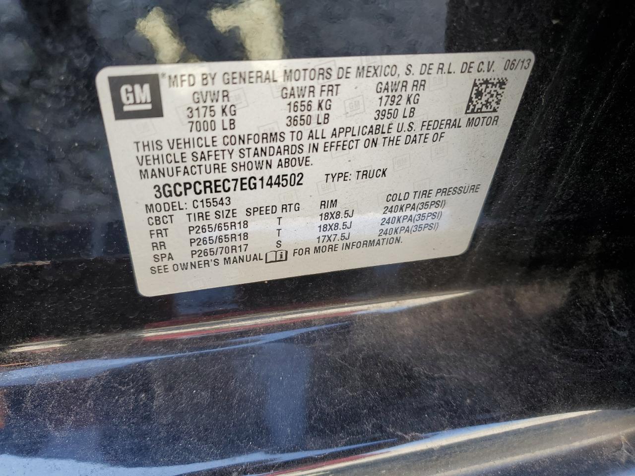 2014 Chevrolet Silverado C1500 Lt VIN: 3GCPCREC7EG144502 Lot: 74782094