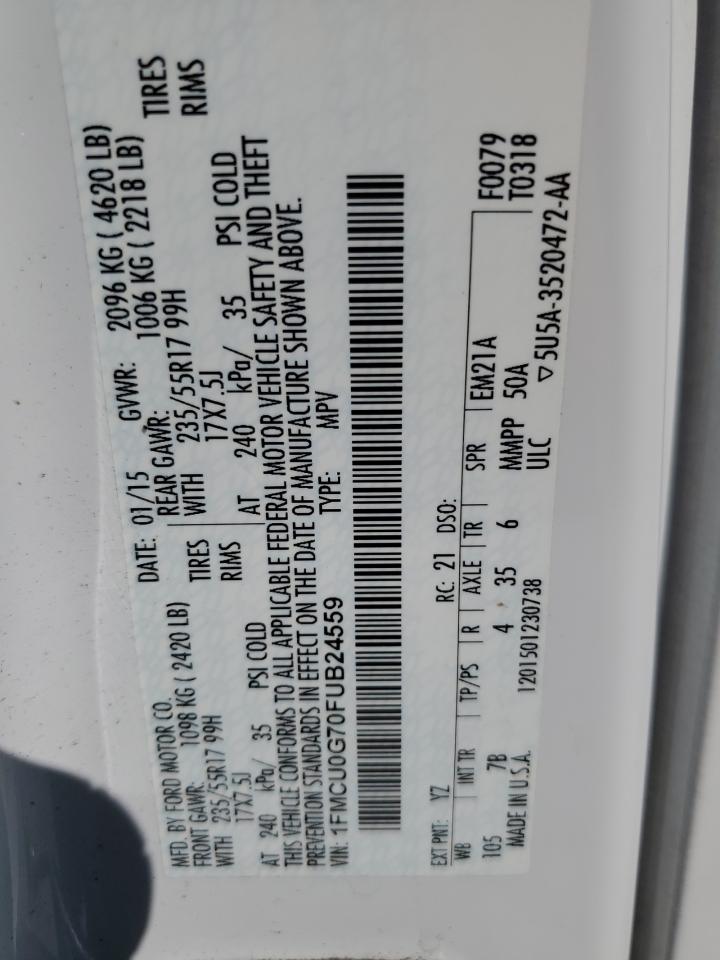 1FMCU0G70FUB24559 2015 Ford Escape Se