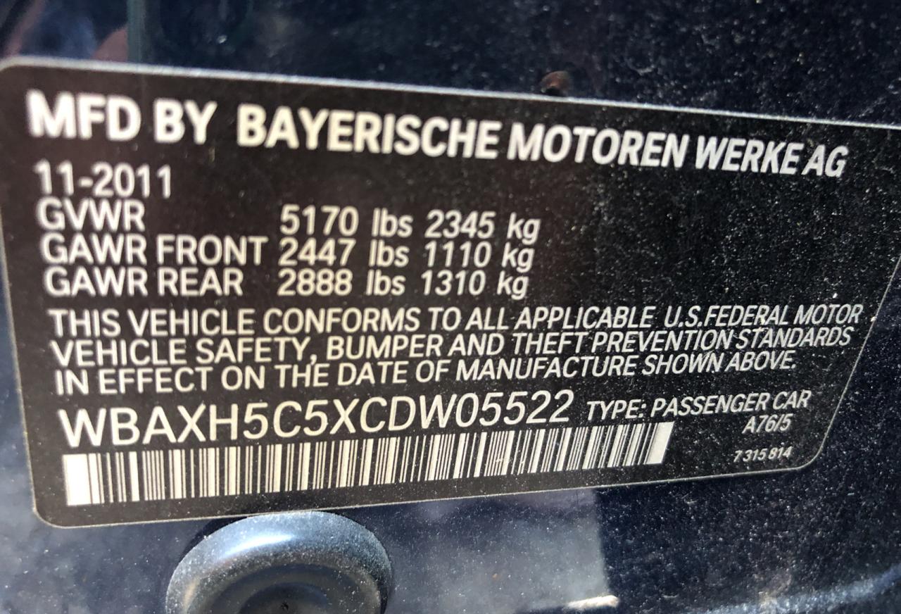 WBAXH5C5XCDW05522 2012 BMW 528 Xi