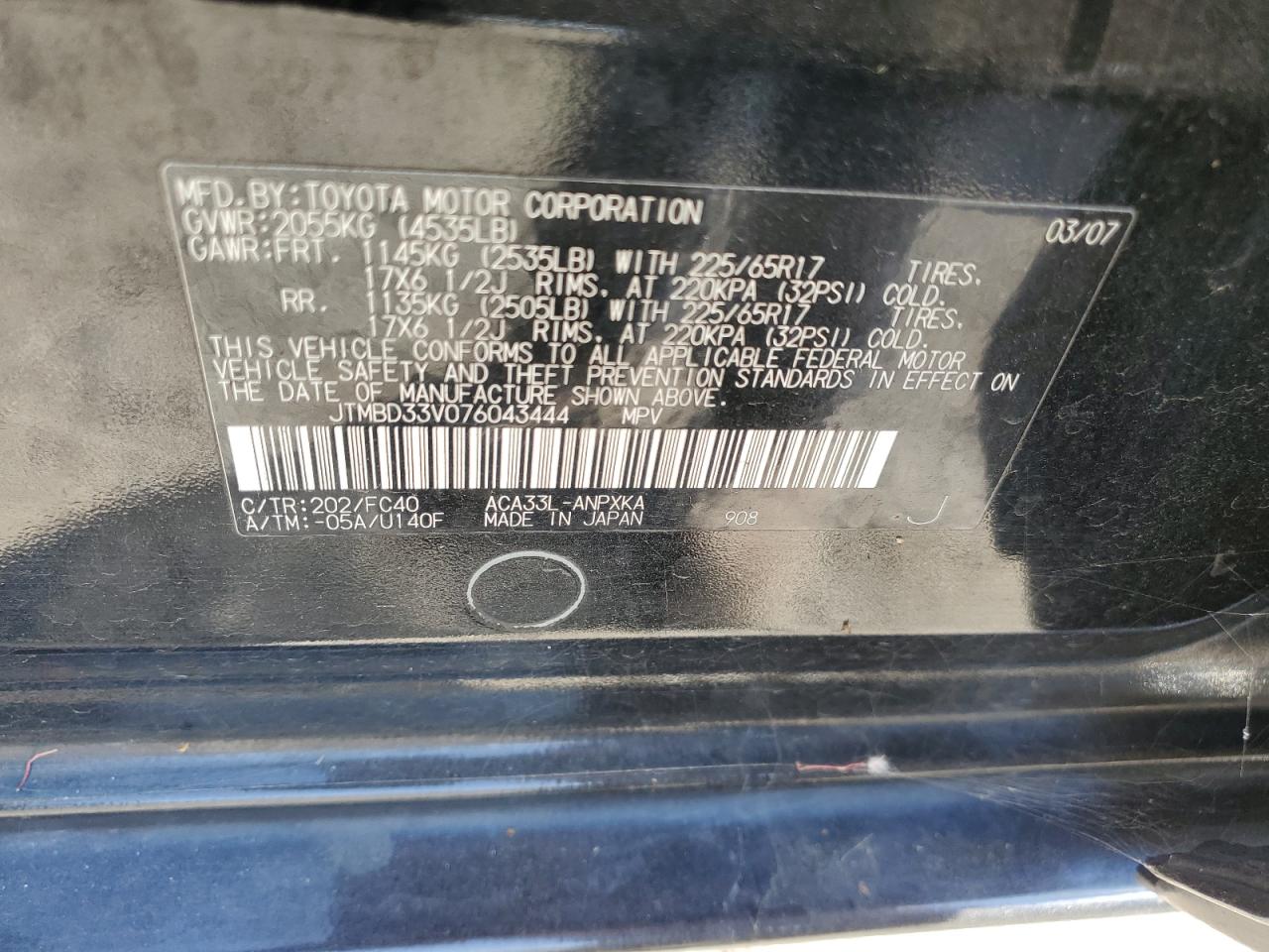 JTMBD33V076043444 2007 Toyota Rav4