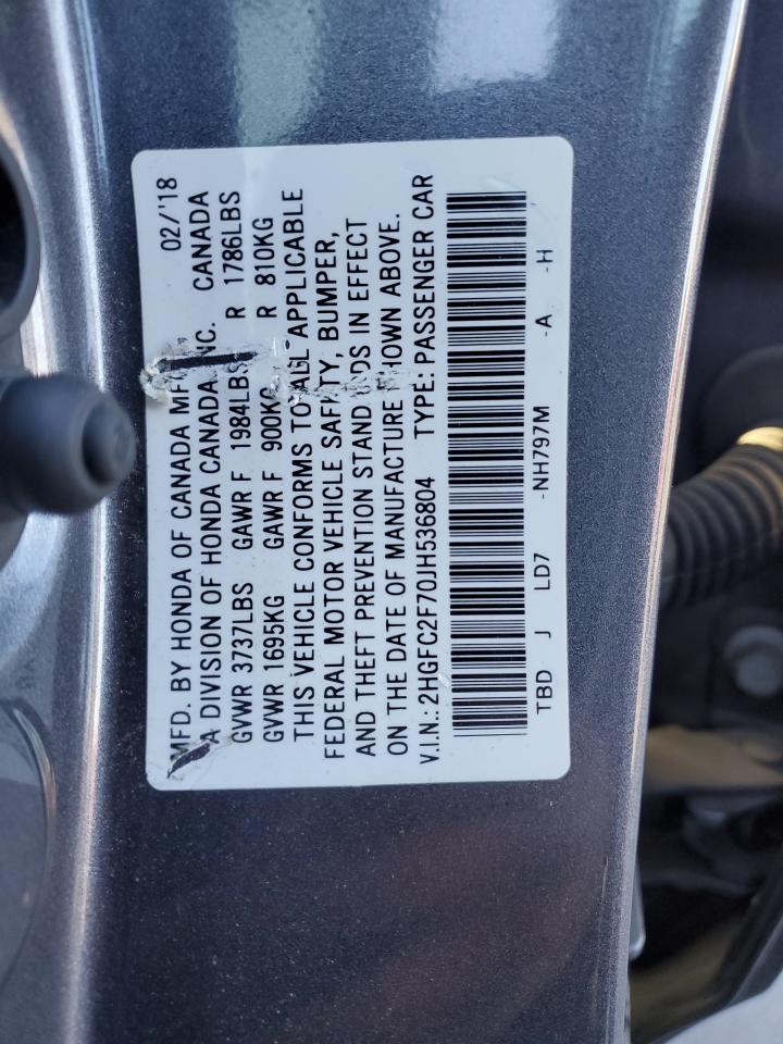 2HGFC2F70JH536804 2018 Honda Civic Ex