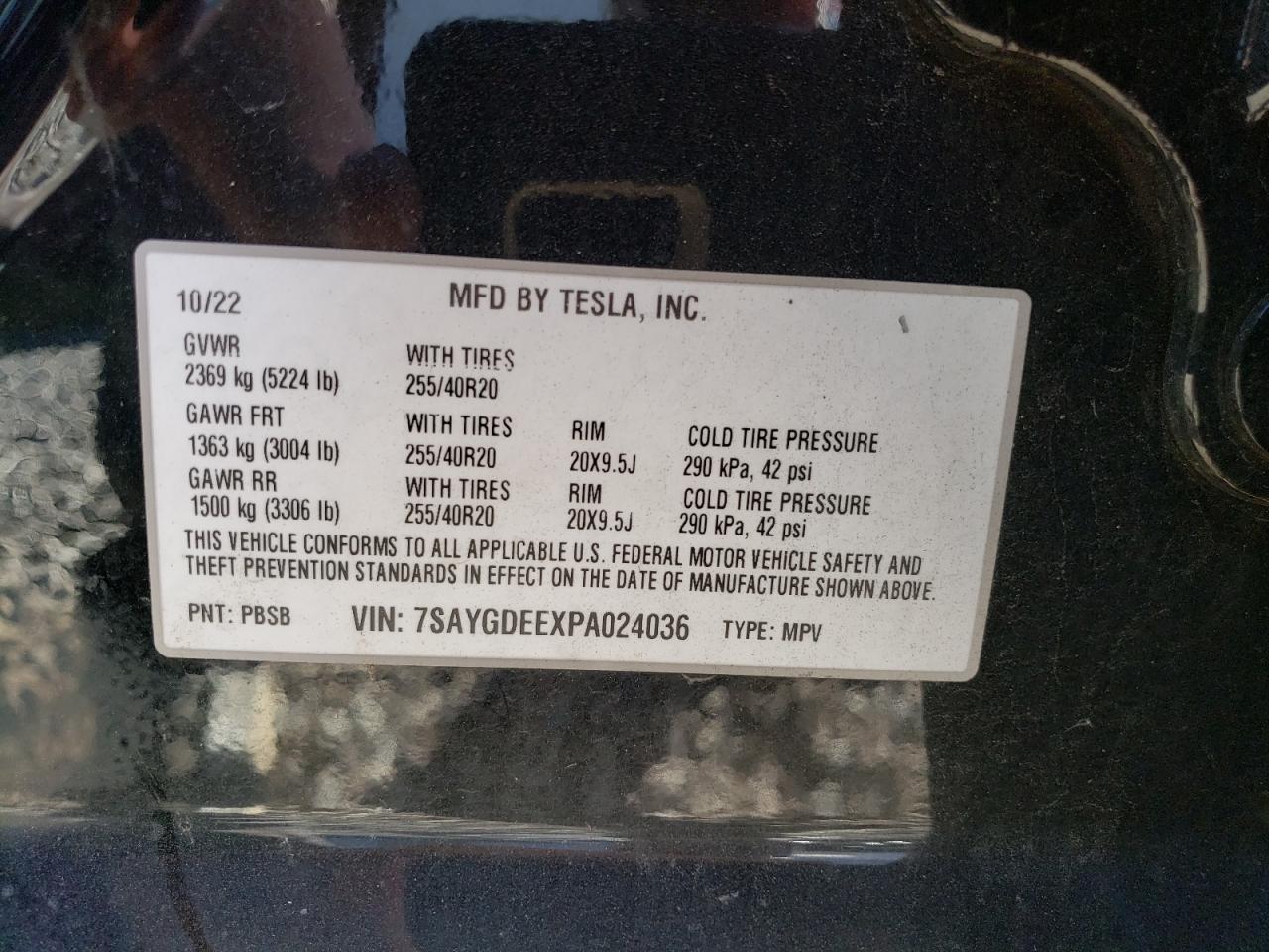 2023 Tesla Model Y VIN: 7SAYGDEEXPA024036 Lot: 74447524