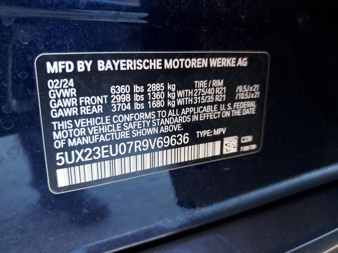 2024 BMW X5 xDrive40I VIN: 5UX23EU07R9V69636 Lot: 77892824