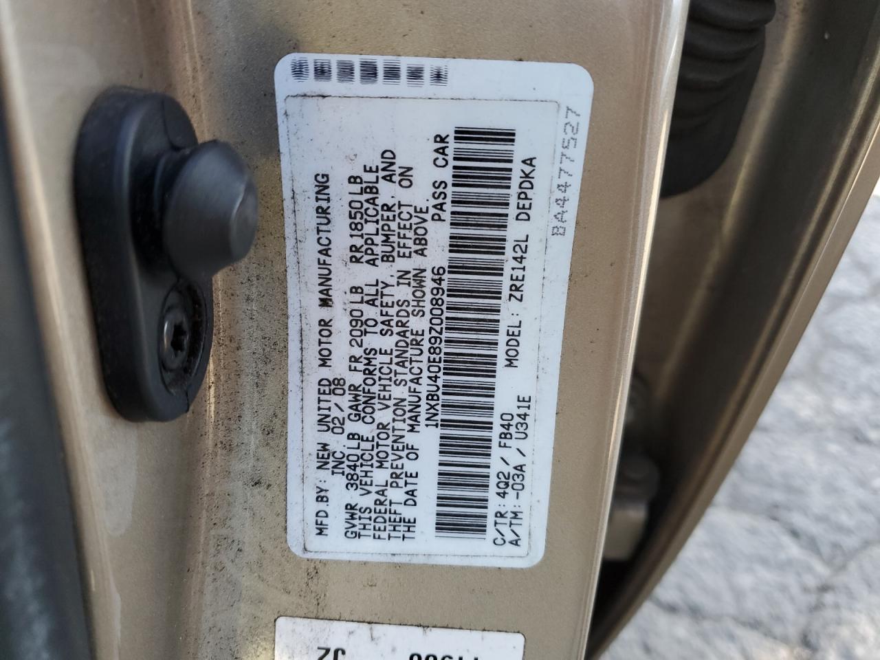 1NXBU40E89Z008946 2009 Toyota Corolla Base