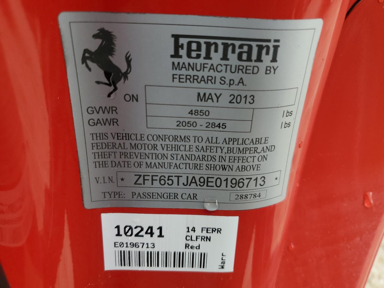 2014 Ferrari California VIN: ZFF65TJA9E0196713 Lot: 73682984