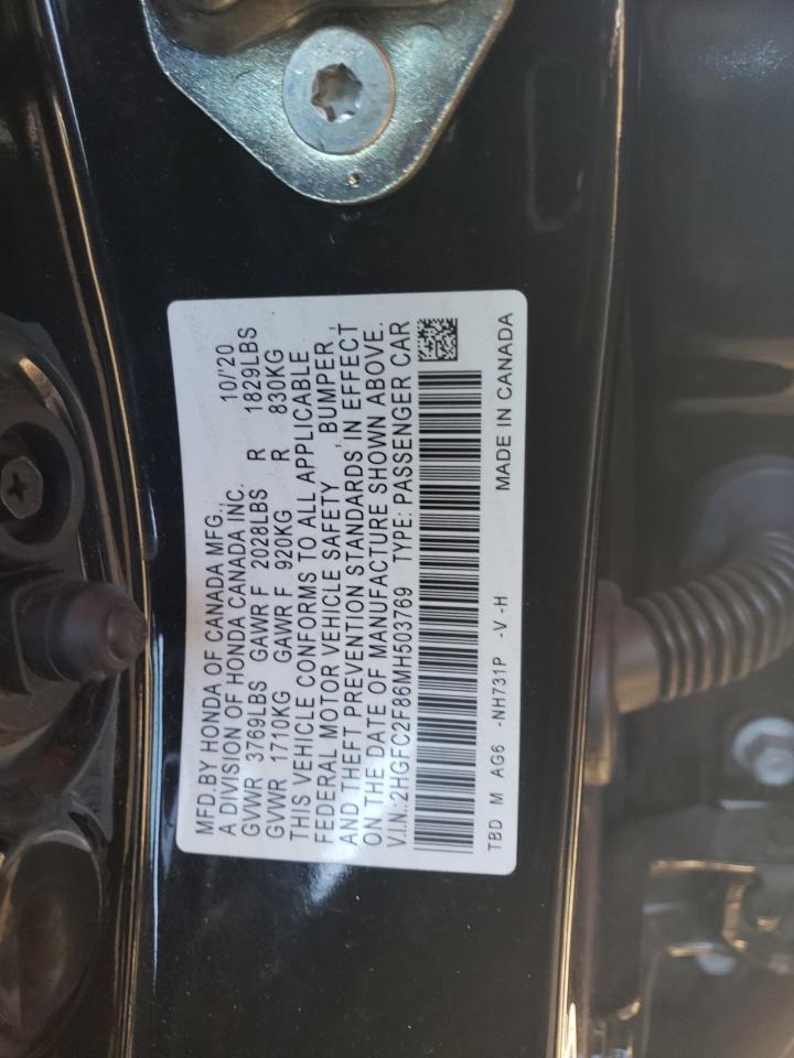 2HGFC2F86MH503769 2021 Honda Civic Sport 2HGFC2F86MH503769 2021 Honda Civic Sport