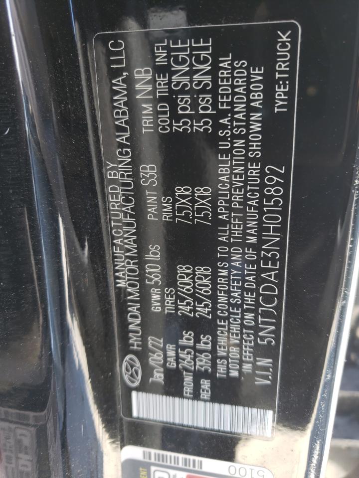 2022 Hyundai Santa Cruz Sel VIN: 5NTJCDAE3NH015892 Lot: 78075334