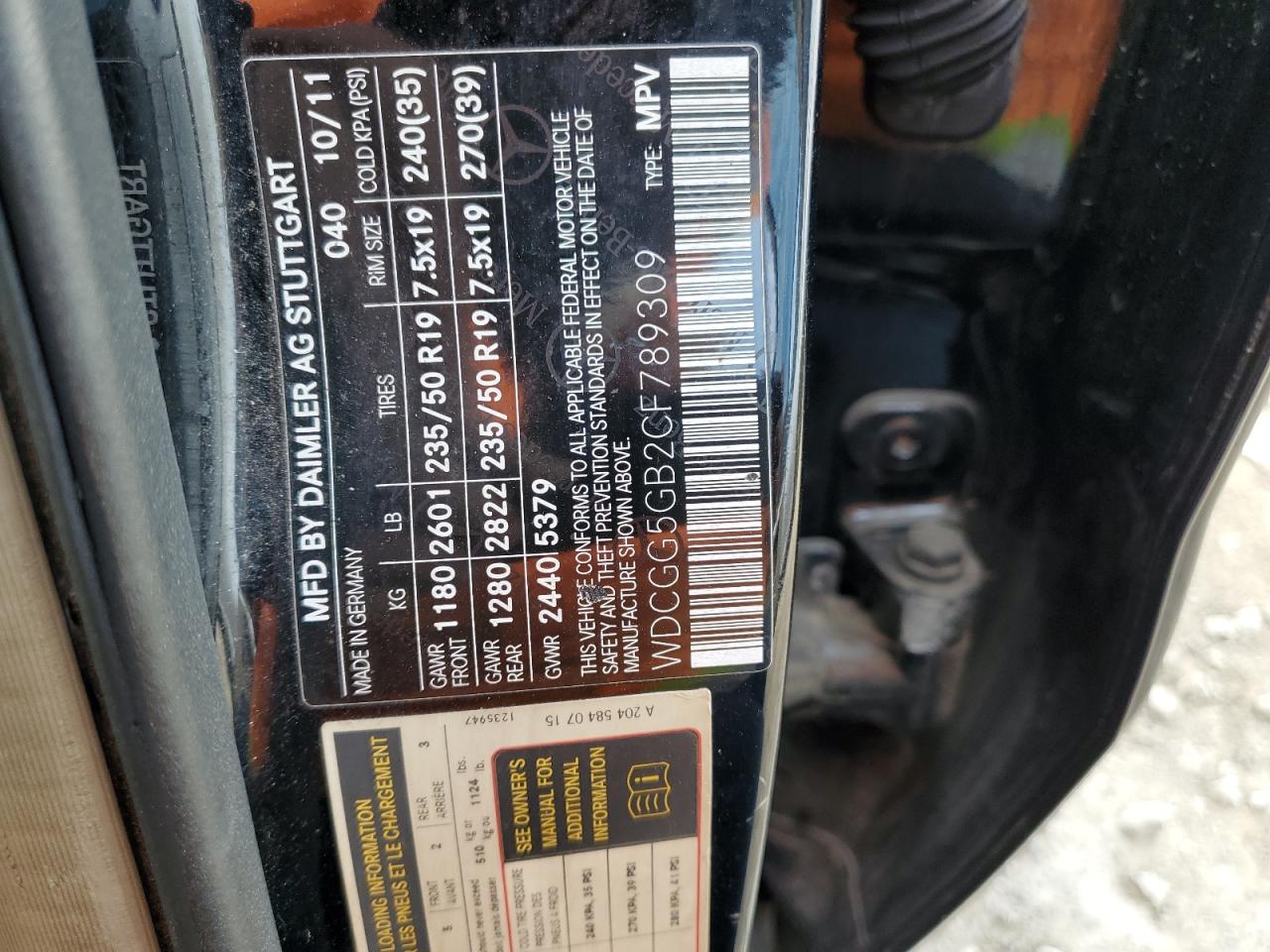 2012 Mercedes-Benz Glk 350 VIN: WDCGG5GB2CF789309 Lot: 77437594