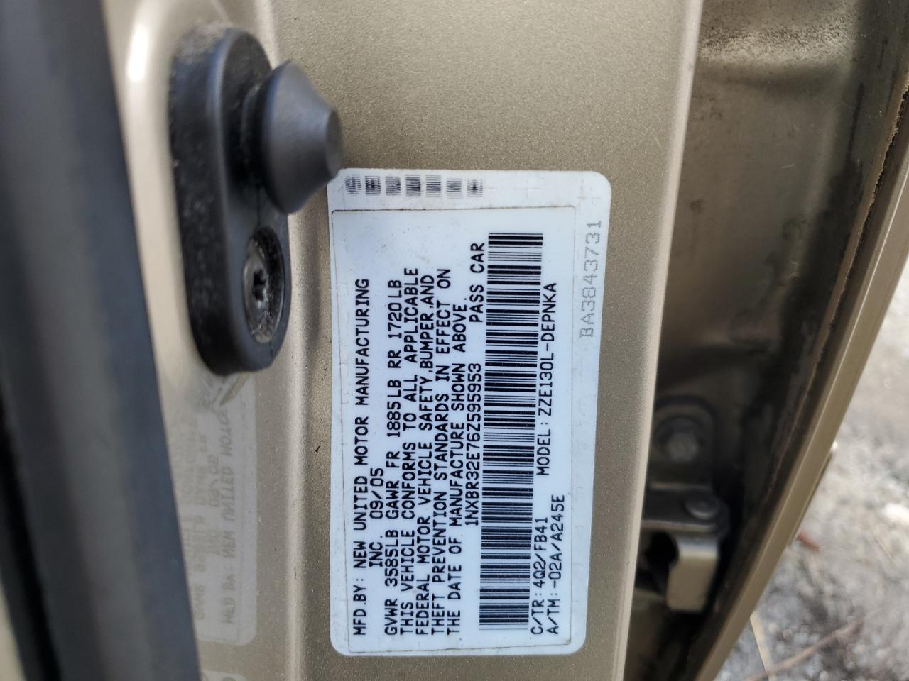 2006 Toyota Corolla Ce VIN: 1NXBR32E76Z595953 Lot: 76617244