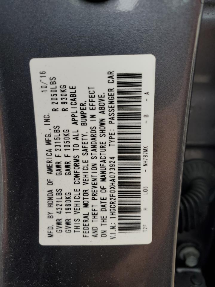 1HGCR2F0XHA073924 2017 HONDA ACCORD - Image 12