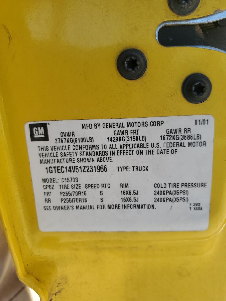 2001 GMC New Sierra C1500 VIN: 1GTEC14V51Z231966 Lot: 74100534