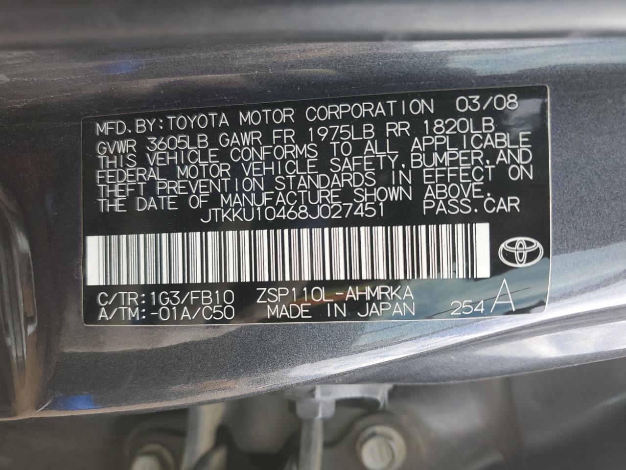 JTKKU10468J027451 2008 Toyota Scion Xd