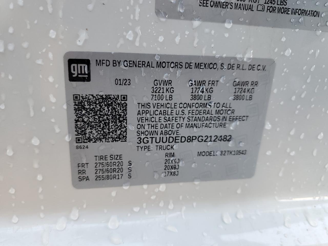 3GTUUDED8PG212482 2023 GMC Sierra K1500 Slt