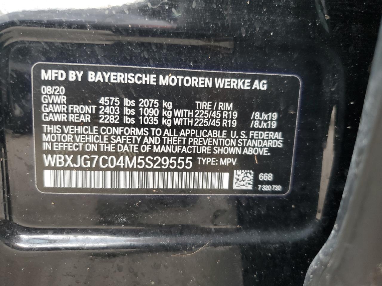 WBXJG7C04M5S29555 2021 BMW X1 Sdrive28I