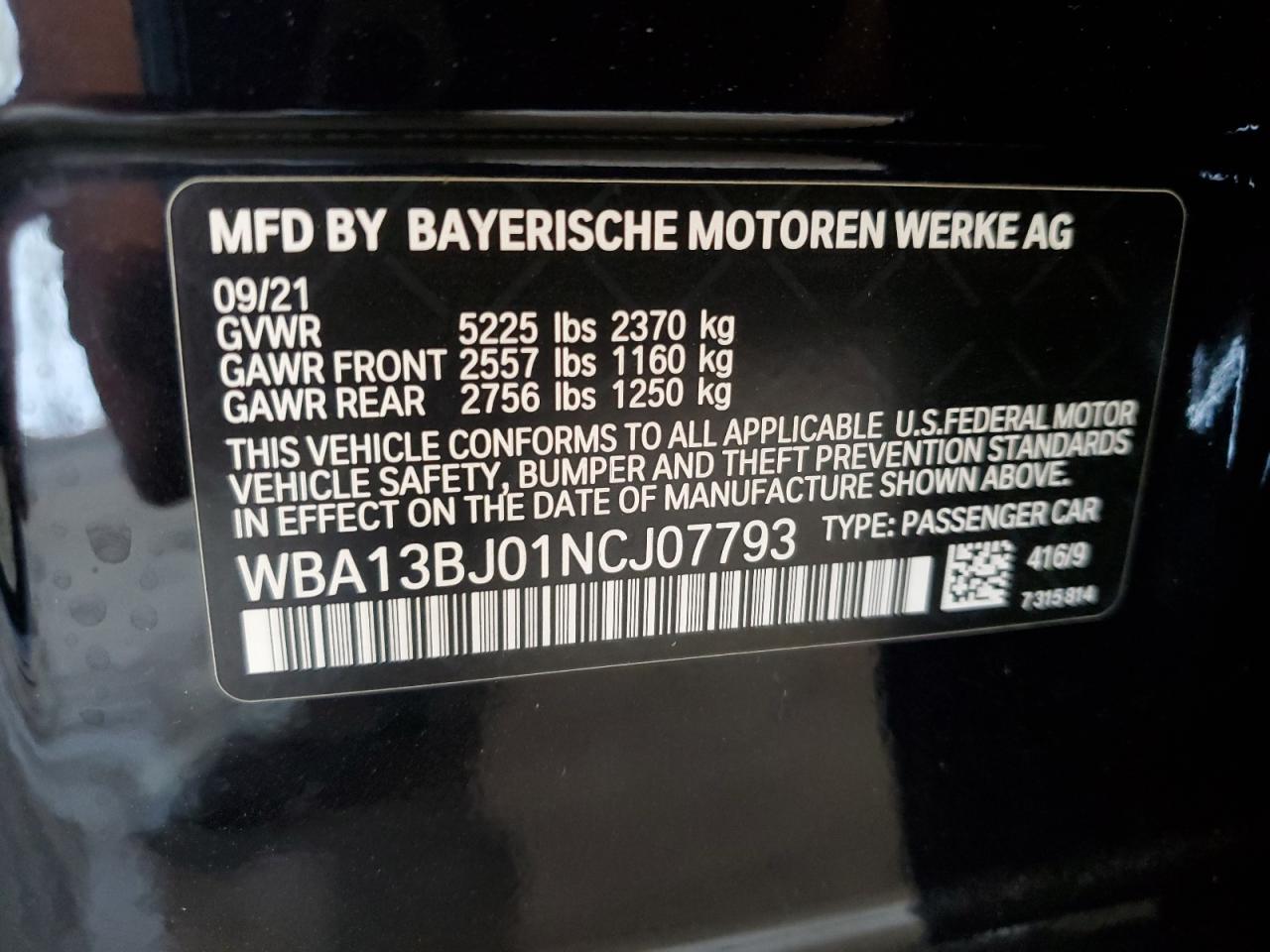 2022 BMW 530 Xi VIN: WBA13BJ01NCJ07793 Lot: 76723354