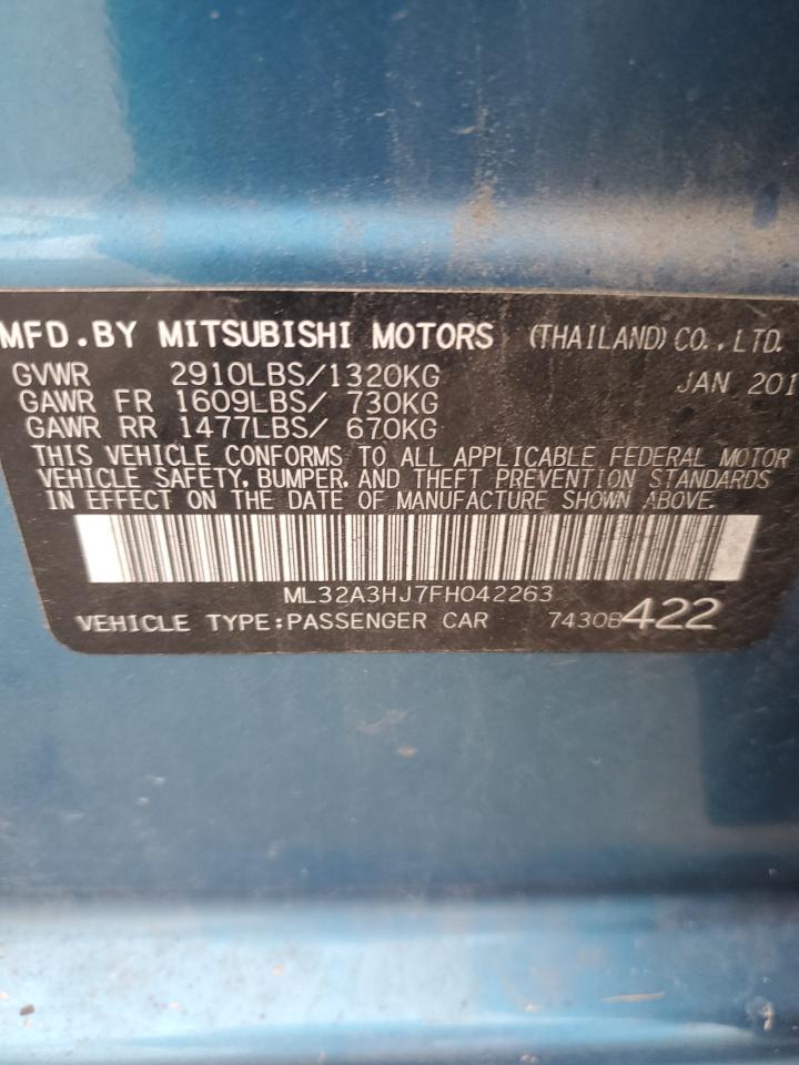 2015 Mitsubishi Mirage De VIN: ML32A3HJ7FH042263 Lot: 77625464