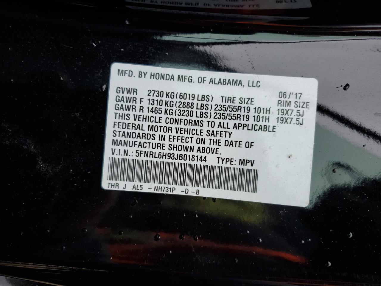 5FNRL6H93JB018144 2018 HONDA ODYSSEY - Image 13