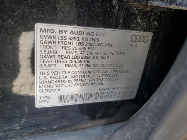 WA1AJBF72ND000707 Audi Q7 PREMIUM 12